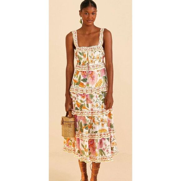 Farm Rio Off-White Macaw Bloom Midi Dress – NWT Size Medium – SOLD OUT ONLINE - Picture 5 of 16